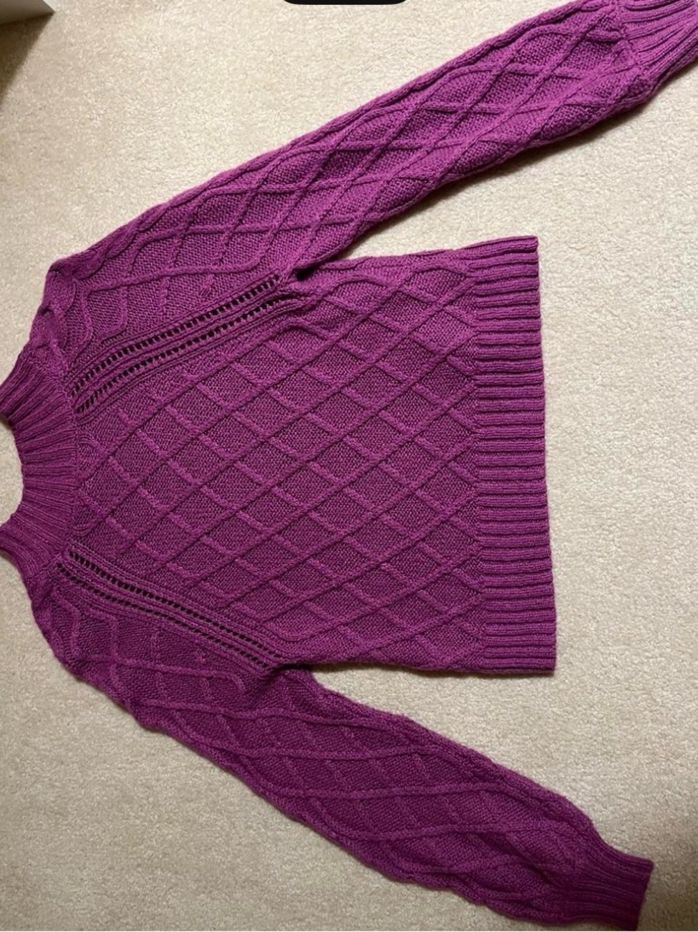 American Eagle Outfitters Cable Knit Turtleneck Sweater in Magenta